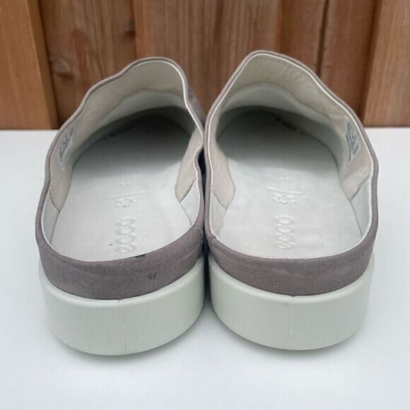 Ecco Gillian Slide Mule Gray Nubuck Leather Comfort Shoes Womens Size 11 Eu 42 - Picture 2 of 4